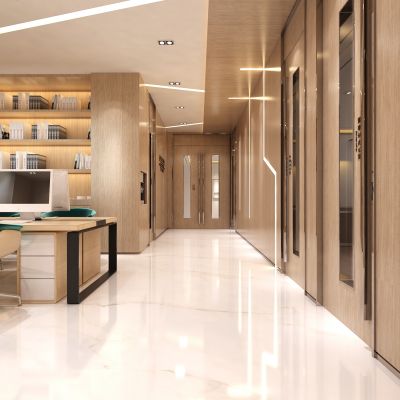 现代美容院 前台  办公区   桌椅  展柜  前台 