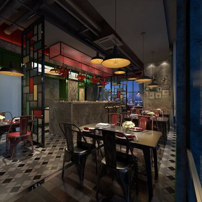 工业风餐厅前台