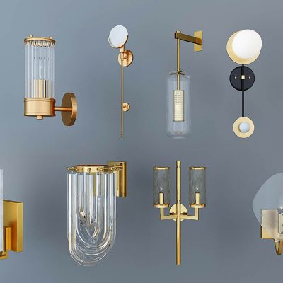 现代金属水晶壁灯组合