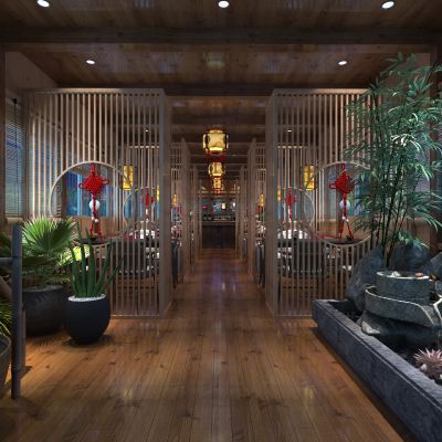 新中式餐厅过道