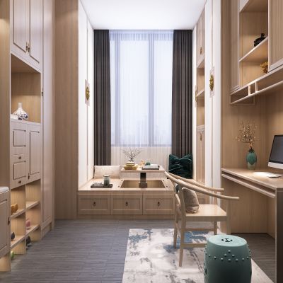 新中式榻榻米  书房 茶室 卧室 