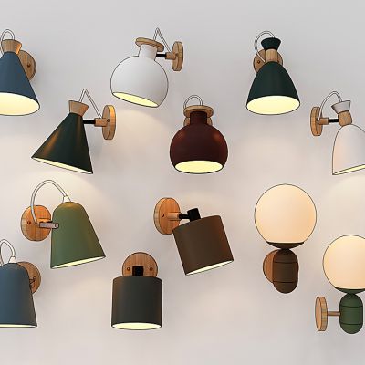 北欧木质壁灯组合