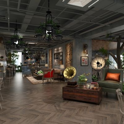 工业风甜品店 咖啡店   餐桌椅  水吧台 装饰  