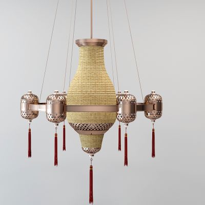 新中式东南亚台式麻绳金属吊灯