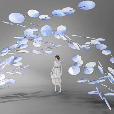 现代蓝色艺术装饰吊灯树叶吊灯人