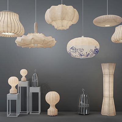 新中式吊灯落地灯组合