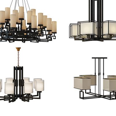 新中式金属吊灯组合