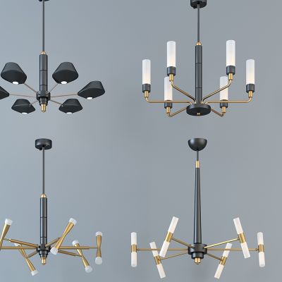 现代时尚简约客厅餐厅金属吊灯组合