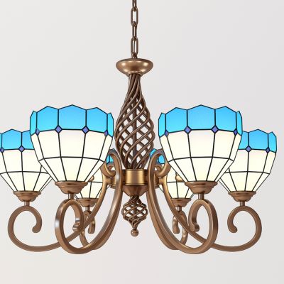 地中海欧式美式铁艺彩绘玻璃吊顶