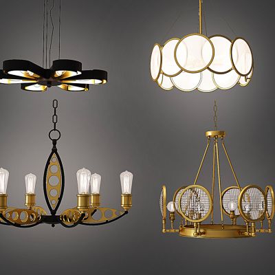 现代轻奢金属吊灯组合