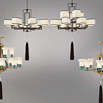 美式新中式铁艺吊灯