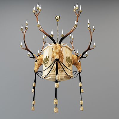 欧式复古美式鹿头吊灯