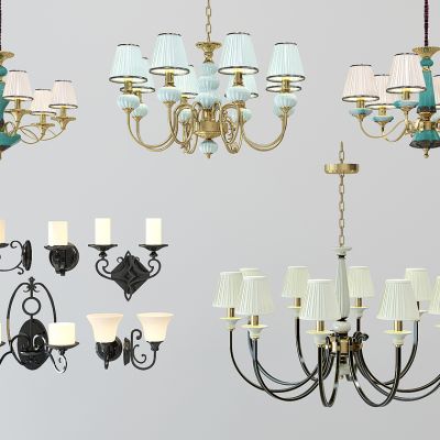美式轻奢多头吊灯单壁灯欧式吊灯