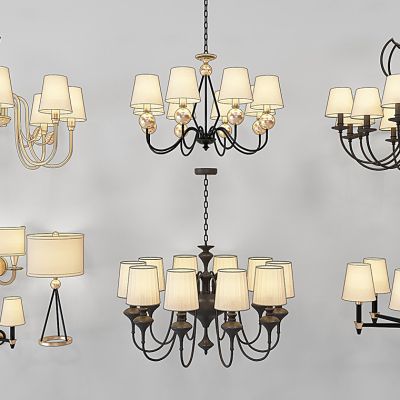 美式欧式铁艺吊灯壁灯台灯组合