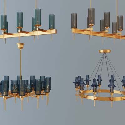 现代水晶玻璃吊灯组合