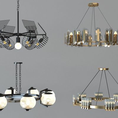 现代欧式工业风金属吊灯组合