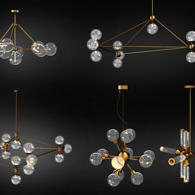 现代玻璃多头吊灯组合