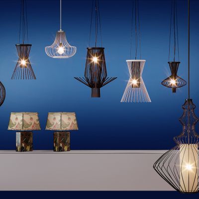 现代吊灯台灯组合