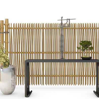 中式篱笆条案组合