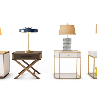 现代床头柜台灯组合