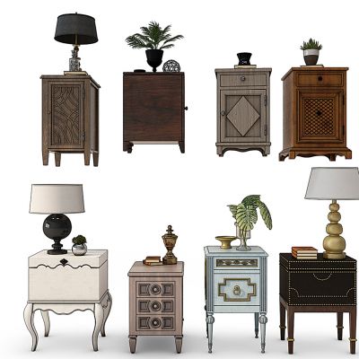 美式边柜床头柜台灯