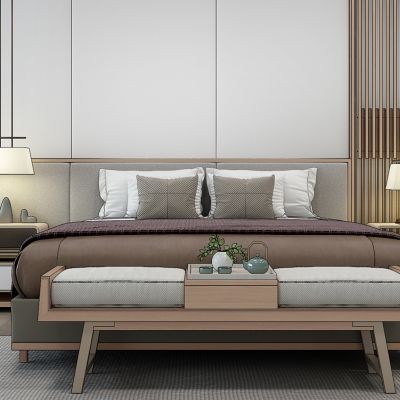 新中式床床头柜