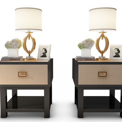 现代床头柜台灯组合