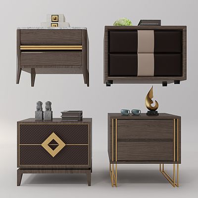 现代新中式床头柜组合