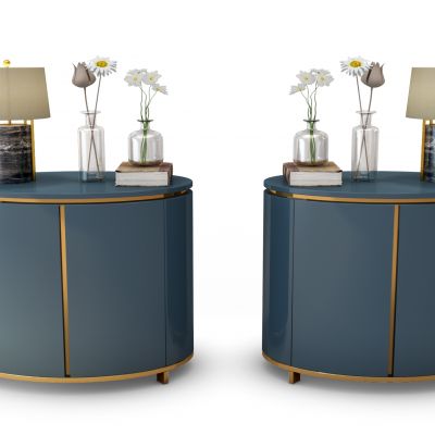 现代蓝色床头柜台灯组合