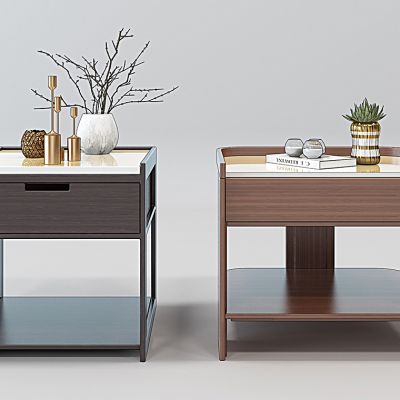 新中式床头柜边几边柜组合