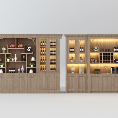 新中式实木酒柜组合