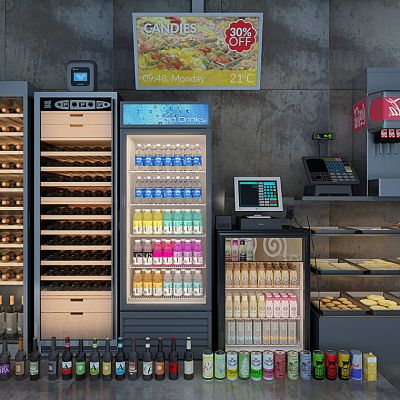 冰柜酒柜 冰柜 酒柜 酒水招牌 收银机 饮料机糕点柜