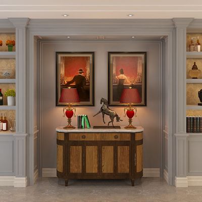 欧式端景柜装饰柜摆件酒柜组合