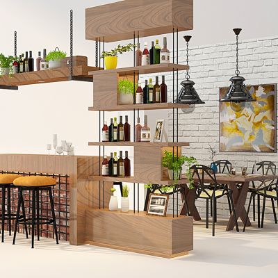 工业风餐桌椅吧椅酒架吊灯