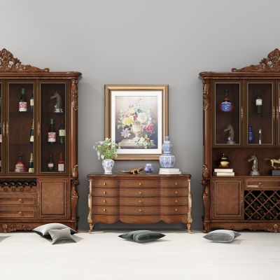 法式欧式实木酒柜装饰柜组合