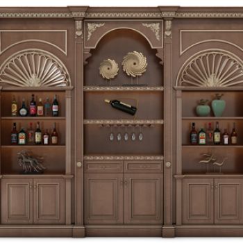 法式实木雕花酒柜