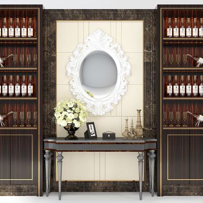 欧式酒柜装饰镜摆台