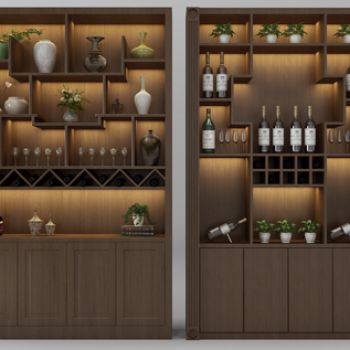 新中式实木酒柜