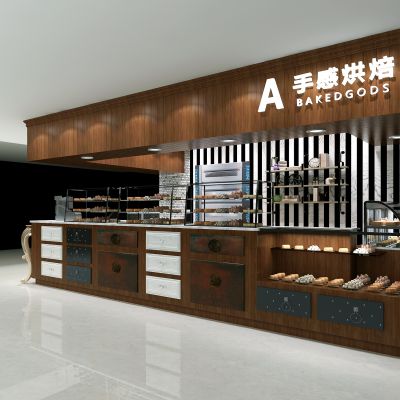 复古风甜品店  烘培店  面包 冷藏柜  展柜 