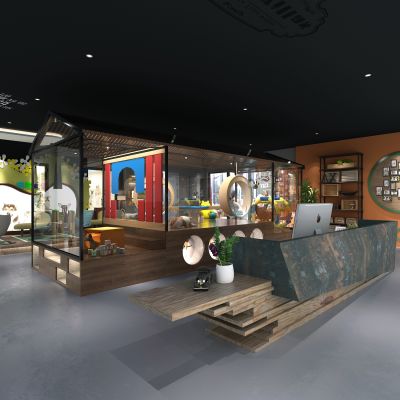 现代宠物店 宠物医院  前台   动物  沙发茶几  