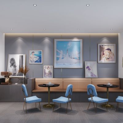 现代婚纱摄影店  沙发 桌椅  端景柜  婚纱照