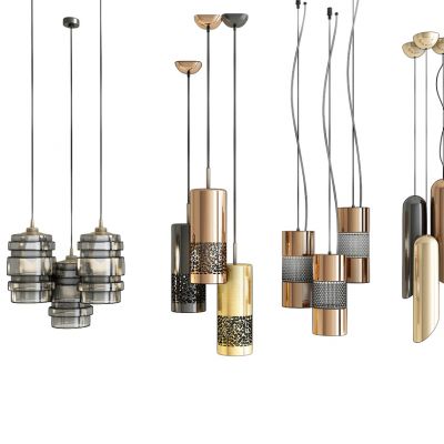 现代金属玻璃小吊灯组合