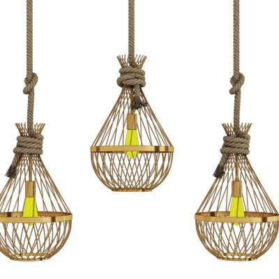 现代工业麻绳铁艺吊灯组合