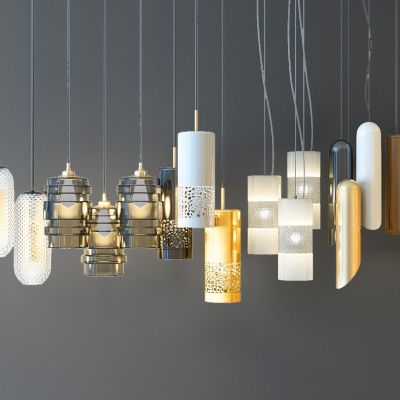 现代金属玻璃小吊灯组合