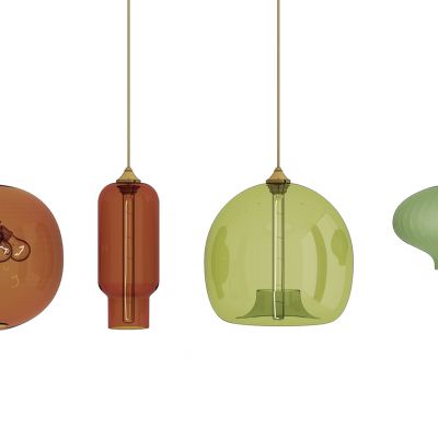 现代彩色玻璃吊灯组合
