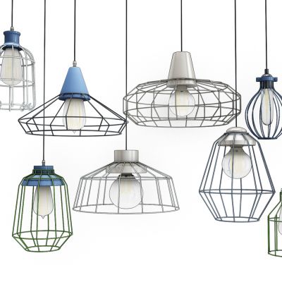 工业风铁艺网状吊灯组合