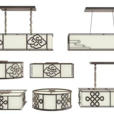 中式金属吸顶灯吊灯组合