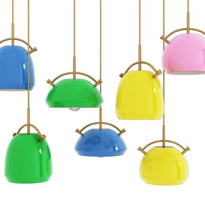 现代彩色铁艺小吊灯组合