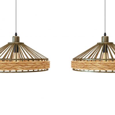 复古铁艺草编吊灯