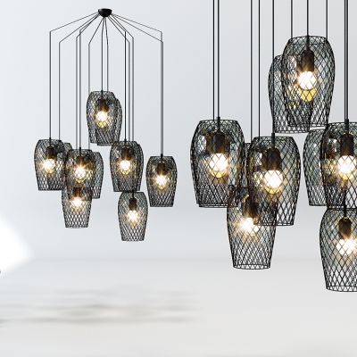 现代东南亚金属网吊灯